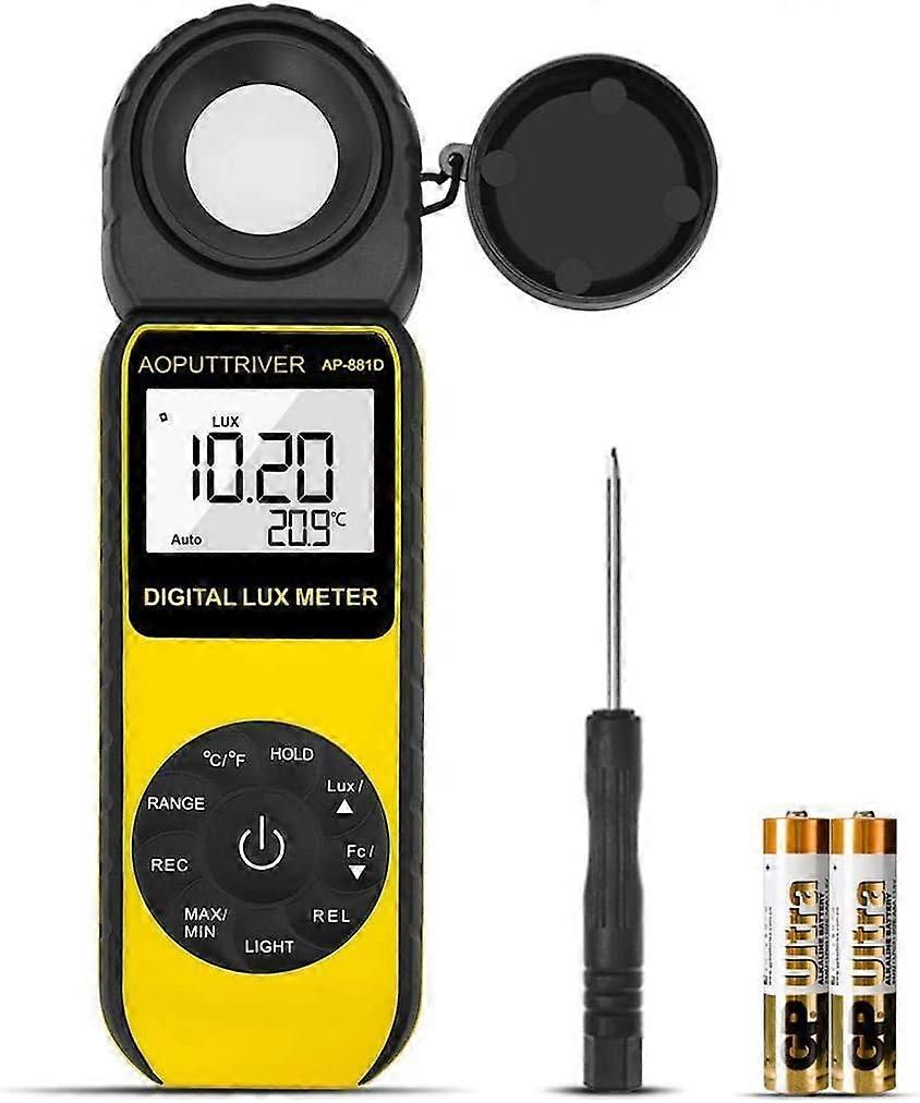 Digital Luxmeter, Digital Luxmeter Lighting Meter Range Up to 400,000 lux, Portable Digital Light Meter Ambient Temperature ISO, ROHS, GMC Approved
