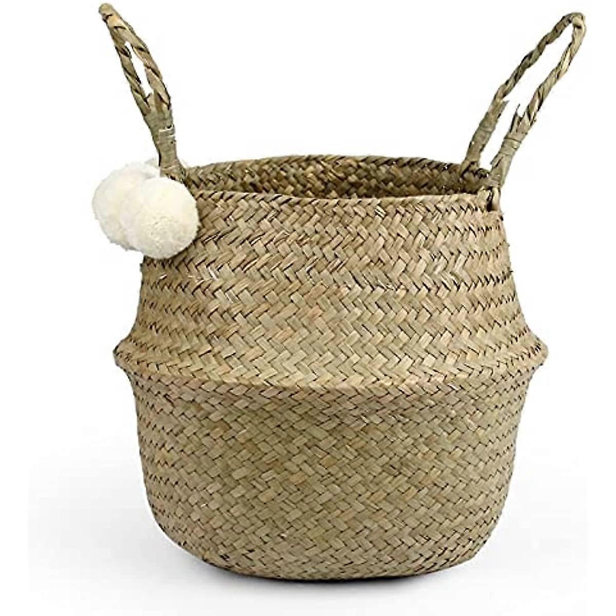 Accessori per la conservazione Cestino portaoggetti in vimini Cestini in vimini Cestini in rattan intrecciati a mano Vaso pieghevole con manico Cestini in vimini per piante (Colore: