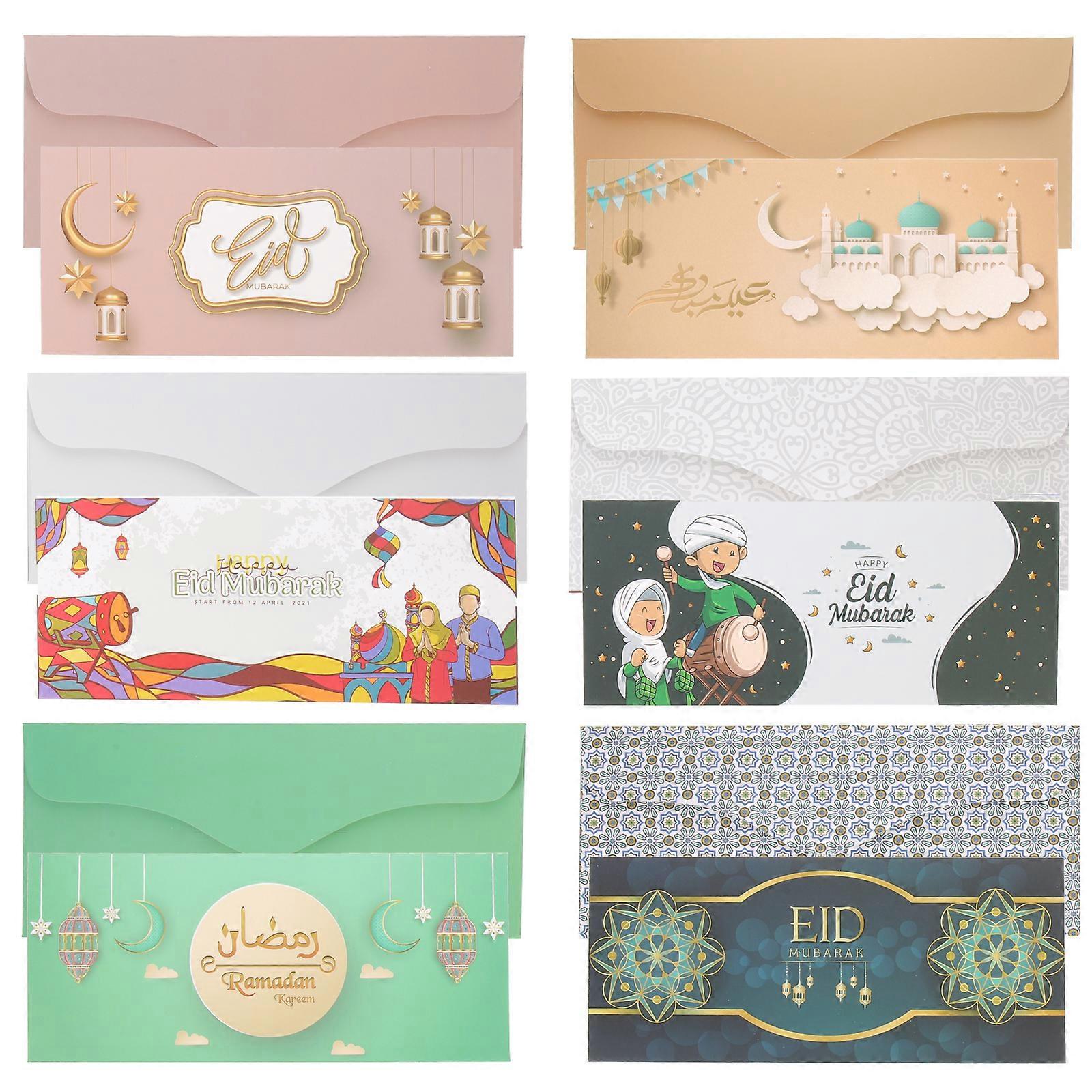 6pcs Ramadan Paper Envelopes Eid Money Envelopes Eid Gift Card Envelopes