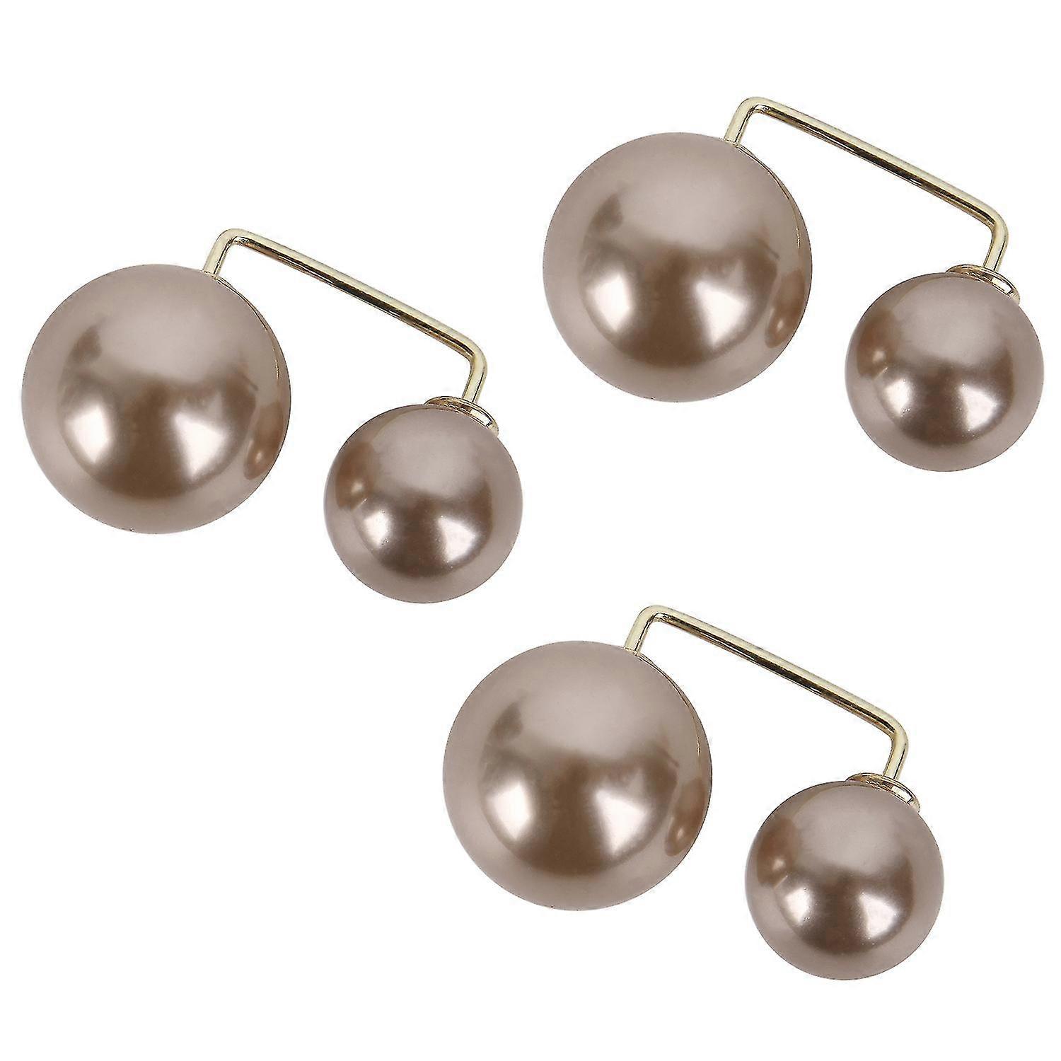 3 قطع / مجموعة Ins ستايل بروش لؤلؤ مزدوج / نساء متدليات الخرز طوق مقاطع / أزياء السترة