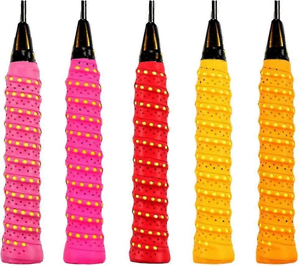 5ピースラケットグリップテープアンチスリップ穴あき吸収汗ラケットテープハンドルグリップテニスバドミントンスカッシュバンド新しいアンチスキッドヘッドバンドヘアスウェットバ