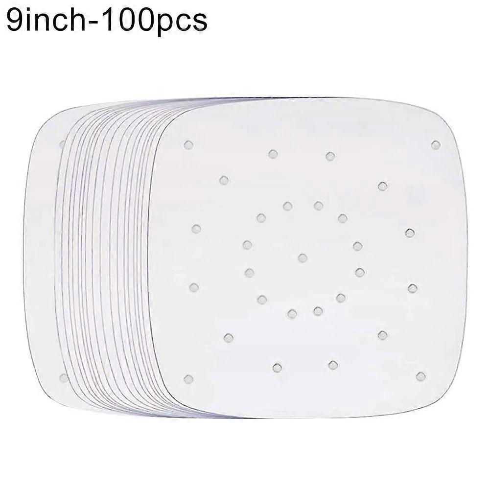 100Pcs Perforated Square Non-stick Air Frying Pan Pad Barbecue Paper Steam Mat