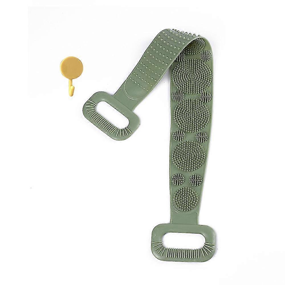 Green Silicone Back Scrubber Belt  Extra Long-double-sided Bath Scrub Strap
