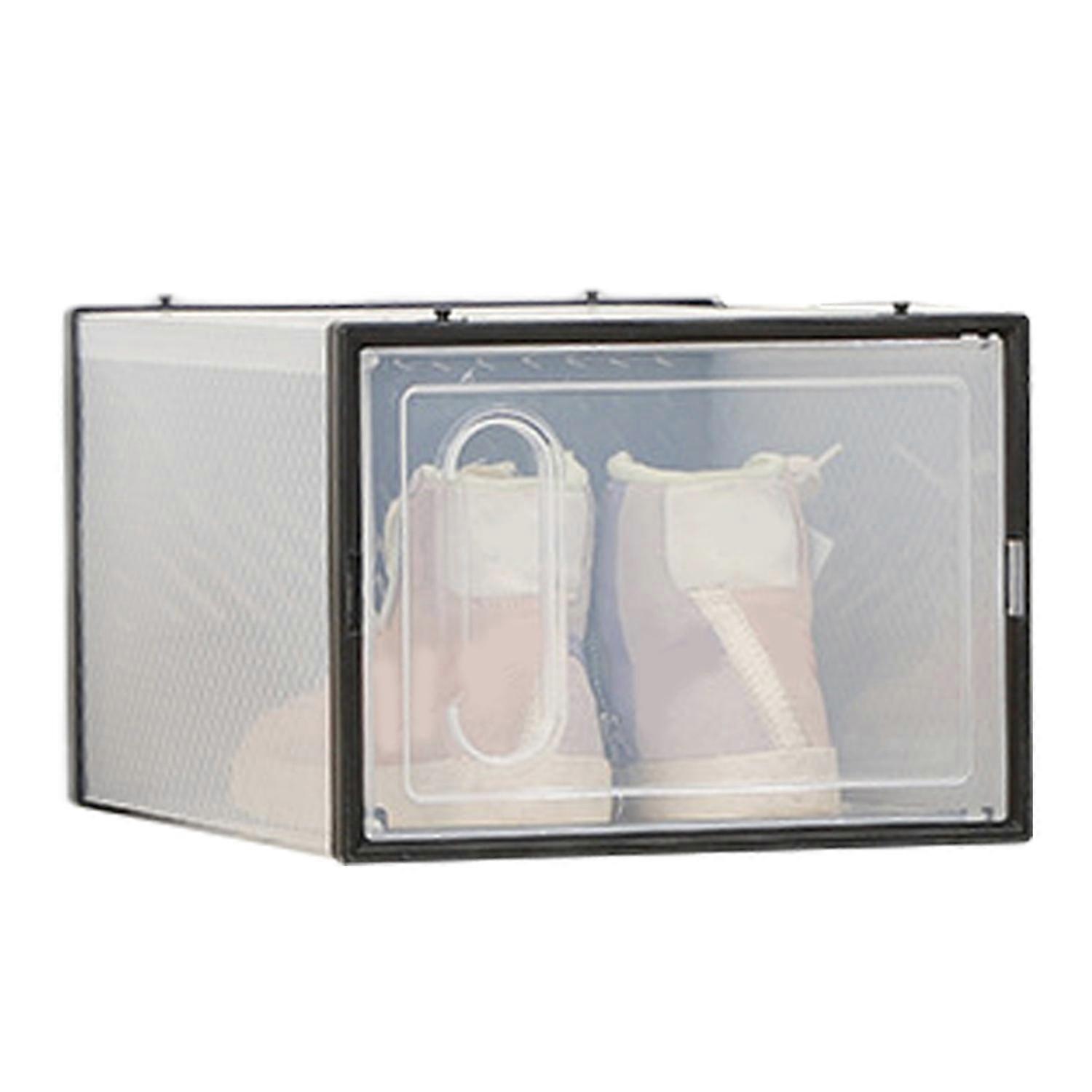 Shoe Storage Box Transparent Visible Square Shape Stackable Large Space Store Shoes Hollow Out Back