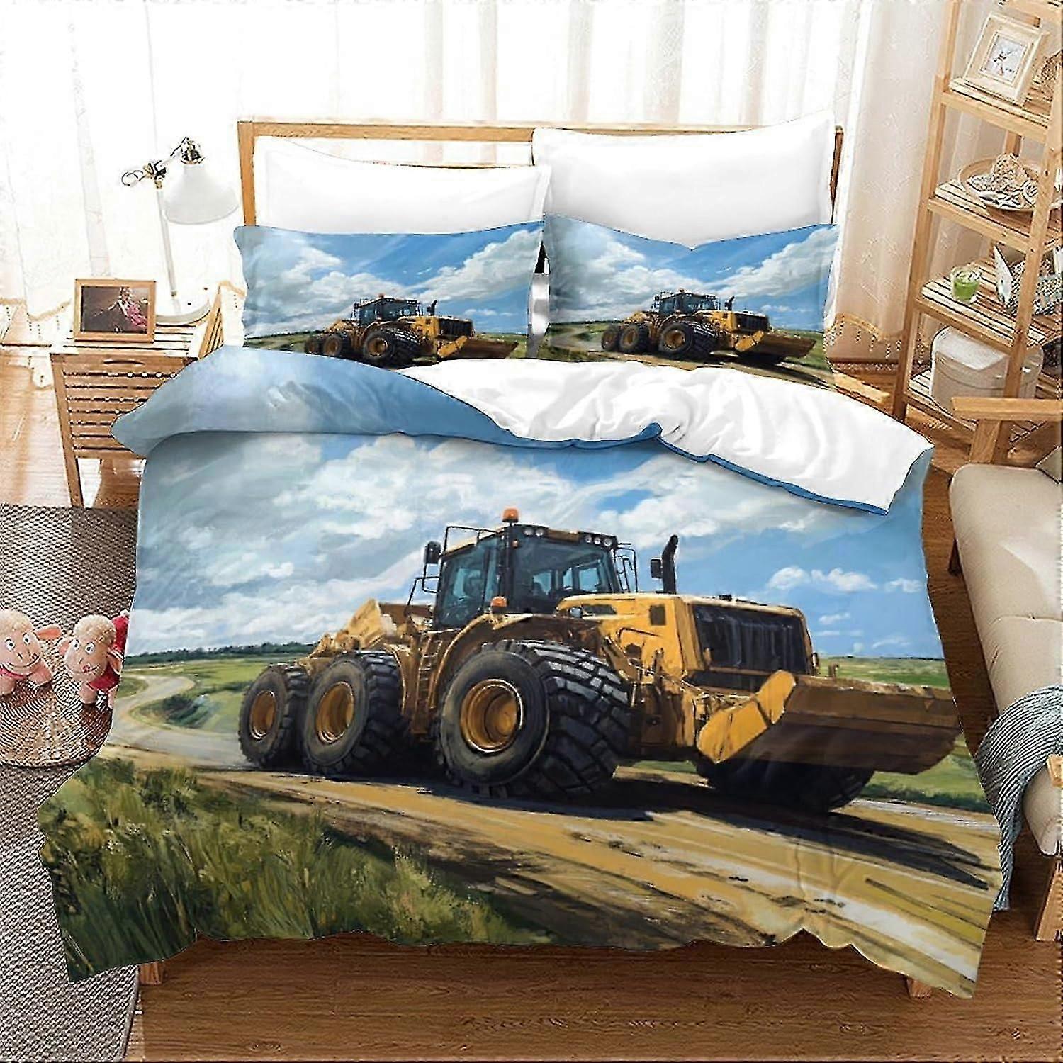 J3708 Lençóis Cor Trator Impresso em 3D Conjuntos de Cama Leve Fácil de Cuidar Microfibra Macia Trator Capa de Conforto com Travesseiro Shams 3 Peças Shams 