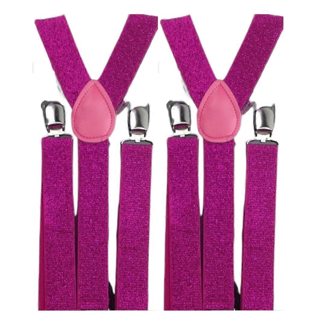 2x Mens Suspenders Braces Adjustable Strong Clip On Elastic Formal Wedding Slim