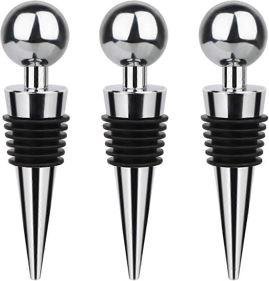 3 Pack Wine Corks, Plastic Wine Corks, Reusable Wine Corks(Silver)