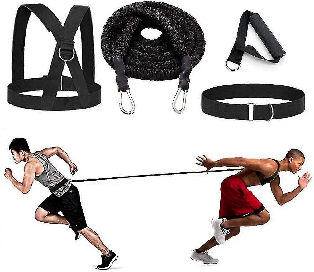 Double Pull Resistance Rope 4-pcs Bungee Resistance Cord Set Fit Solo Or Partner Great For Vertical Jumps Lateral Movement Sprint Overspeed Training