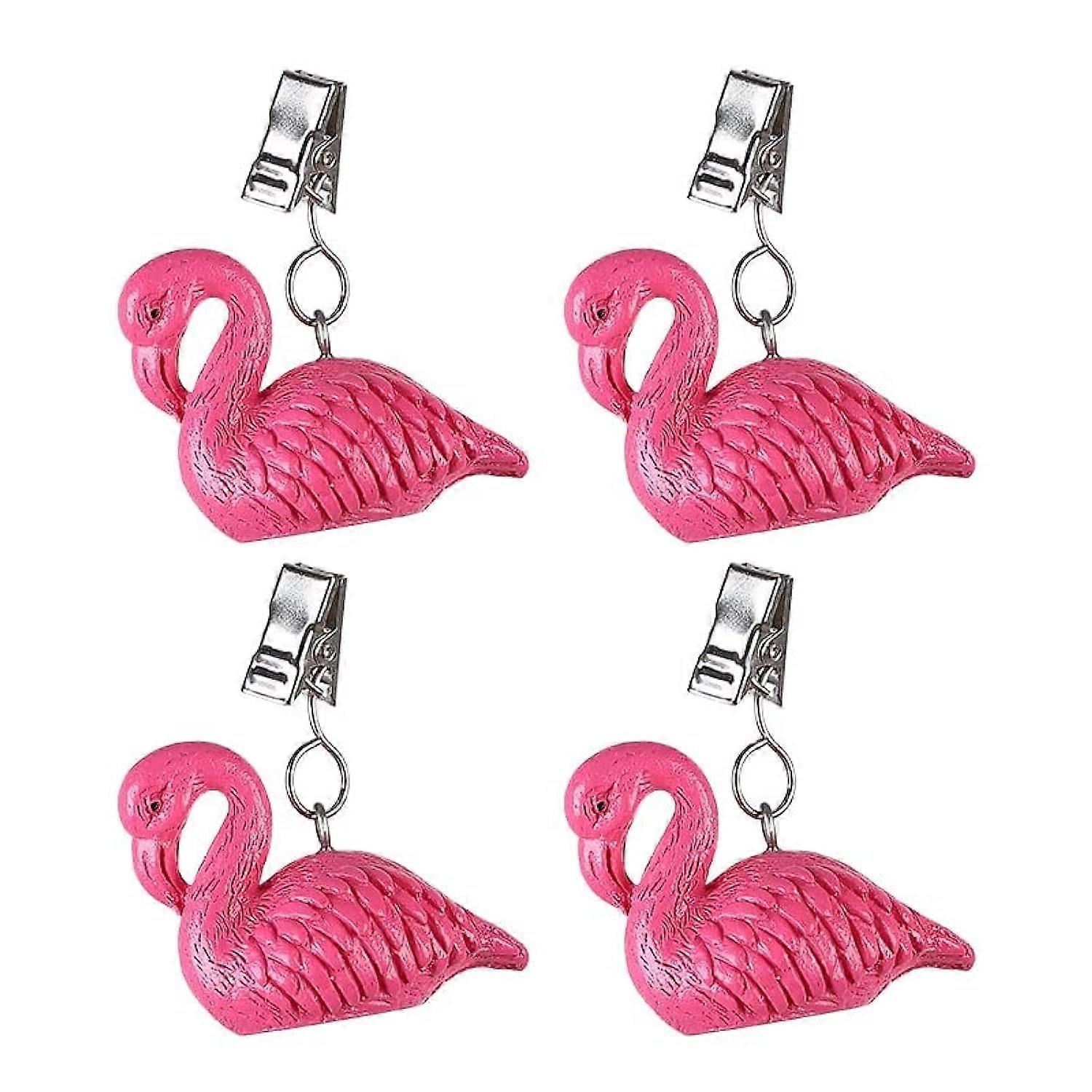 Set of 4 Handicraft Flamingo Tablecloth Clamps Weights Clips for Outdoor Dining Picnic and Party Use