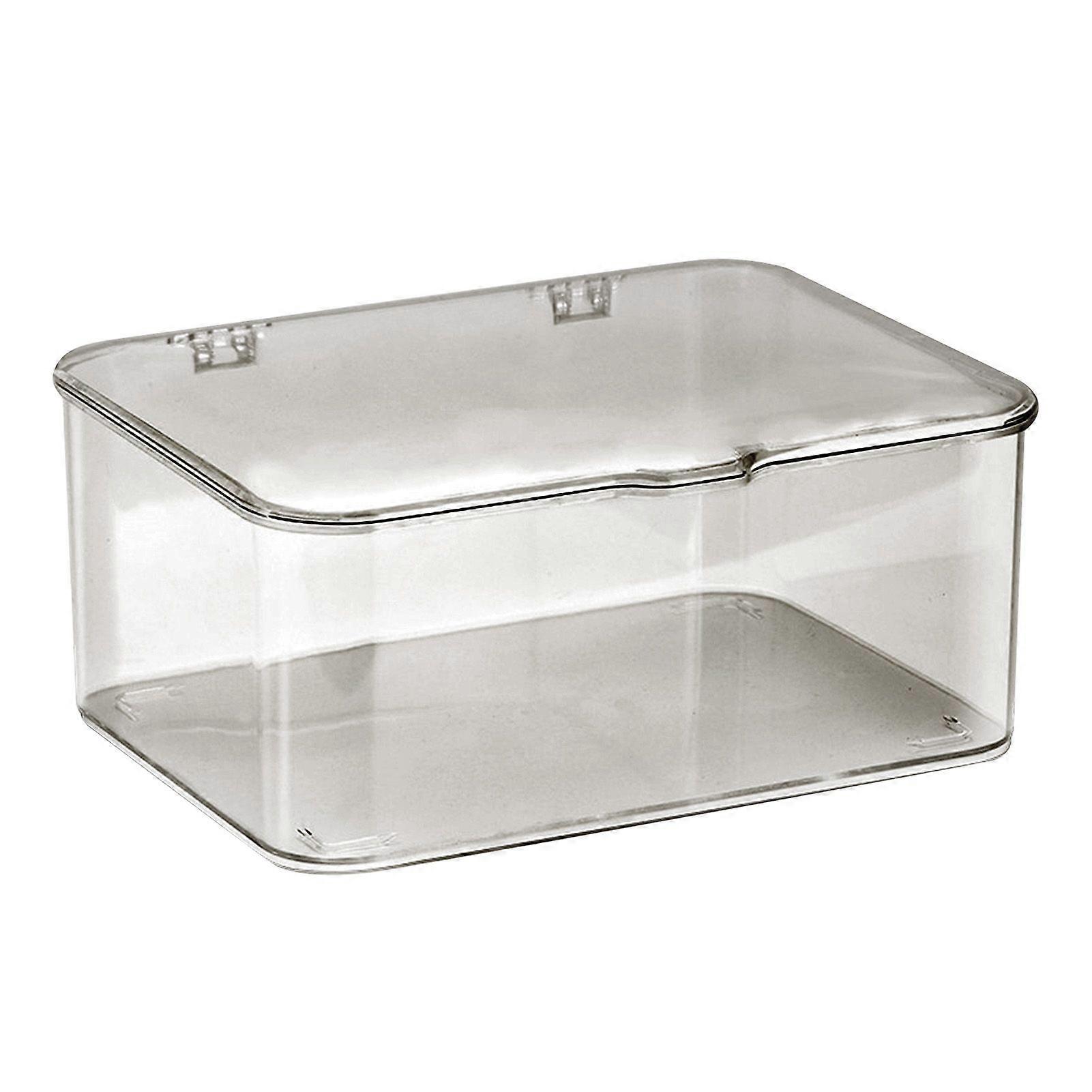 Desk Storage Box Plastic Large Capacity Dustproof Multi Functional Phone Case Storage Holder with Lid Light Gray