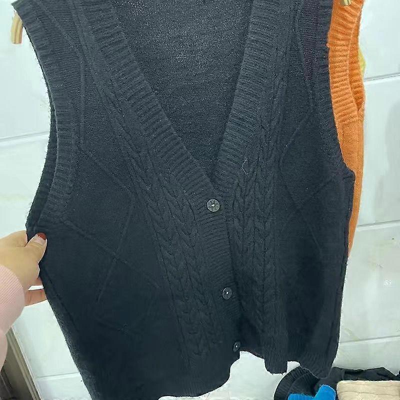 Knitted vest women spring and autumn outerwear 2023 loose fitting outerwear versatile V-neck camisole cardigan sweater female