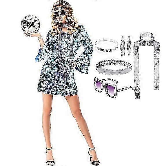60-luvun 70-luvun vaatteet, diskoasu, naisten hippipukusetti