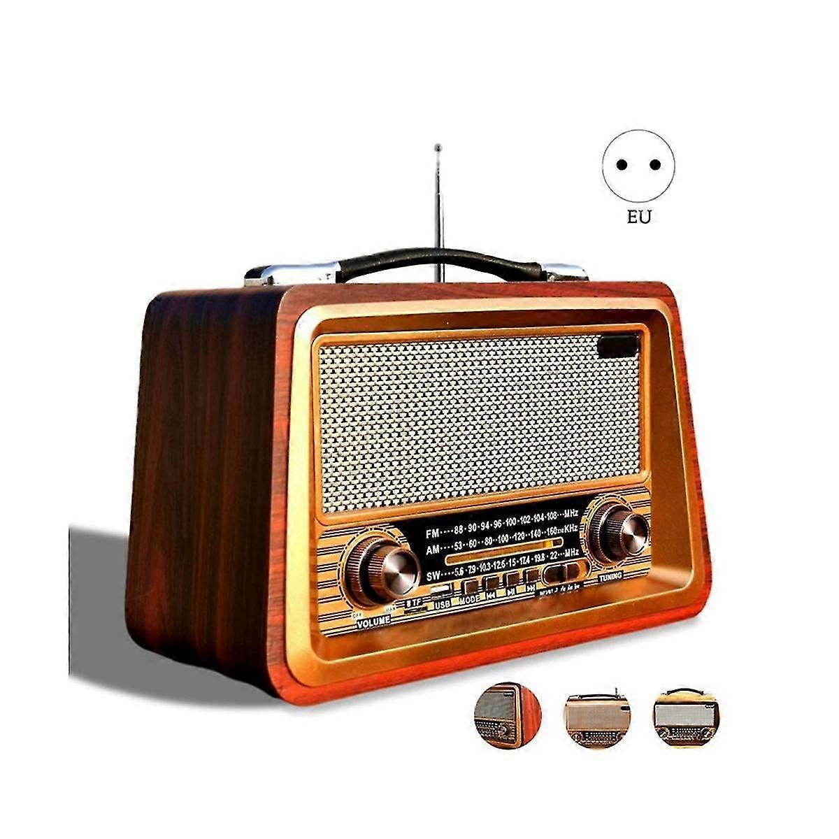 Retro Portable Radio Wireless Bluetooth Speaker Stereo AM/FM Radio Receiver Player USB TF AUX MP3 C