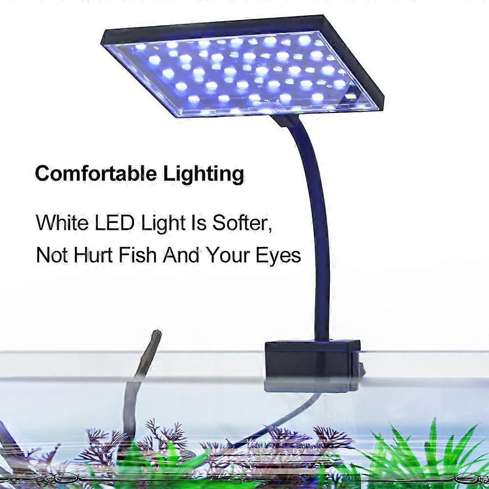 LED Aquarium Light clamp-on Fish Tanks Light with Rotating Head White LEDs Landscaping Lamp for Reef Coral Aquatic Plants