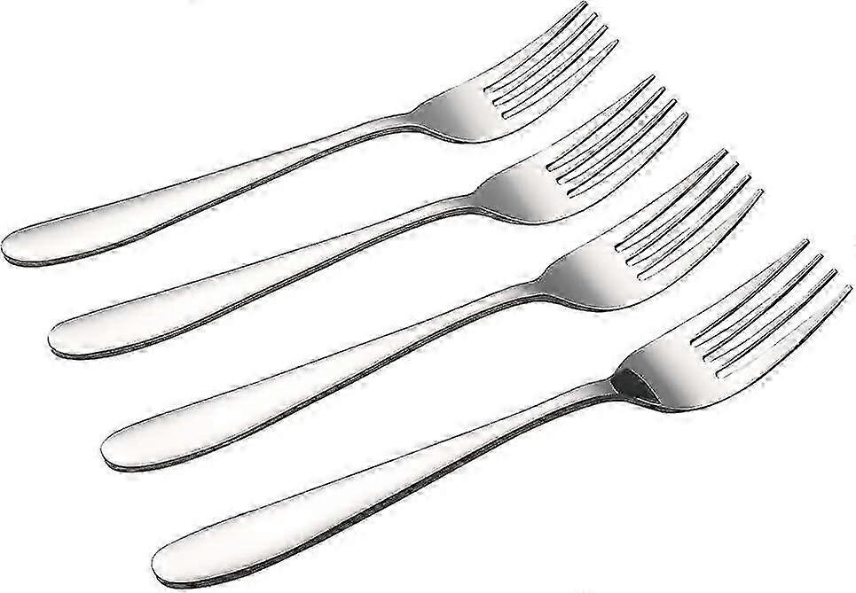 Buffet Serving Forkstainless Steel Serving Forkhotel Western Steak Fork Home Dessert Cake Fork Fruit Fork(4pcs, Silver)