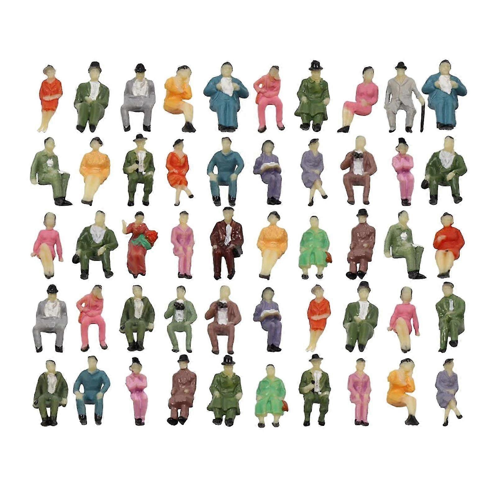 50個1:87スケール塗装フィギュア人置物鉄道模型サンドテーブル用