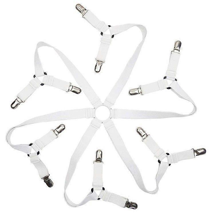 Adjustable Elastic Fitted Sheet Straps,Crisscross Bed Sheet Fasteners Suspenders,Fit Round and Square Mattresses (3 Way White)