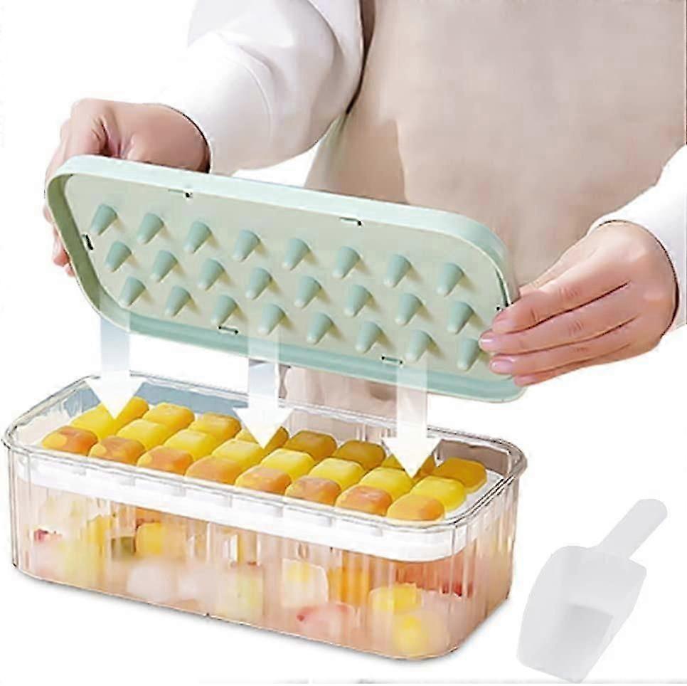 Reusable Ice Cube Tray with Lid and Container and Scoop, Food Grade Square Ice Cube Trays
