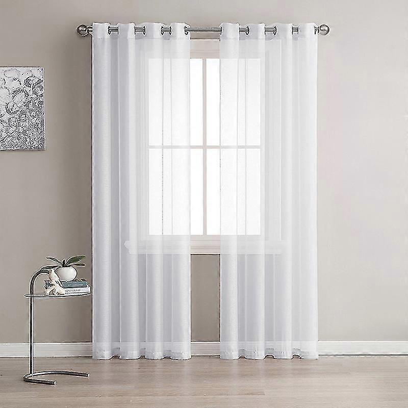 Set of 2 Voile Curtains with Eyelets for Window 137cm*241cm White Voile