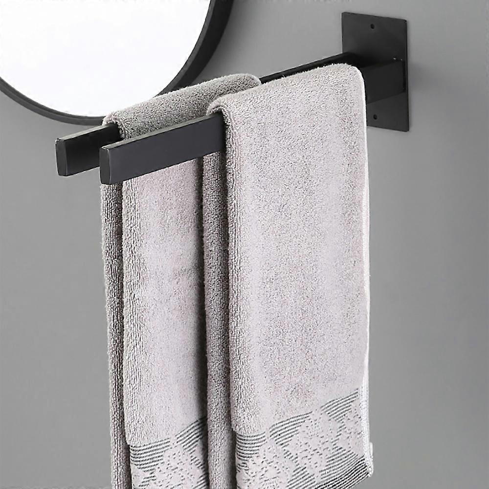 Self Adhesive Bathroom Towel Bar for Multi-Scenario Use, Solid Construction No Drilling Easy Installation in Rust Resistant Matte Black Finish (40cm)