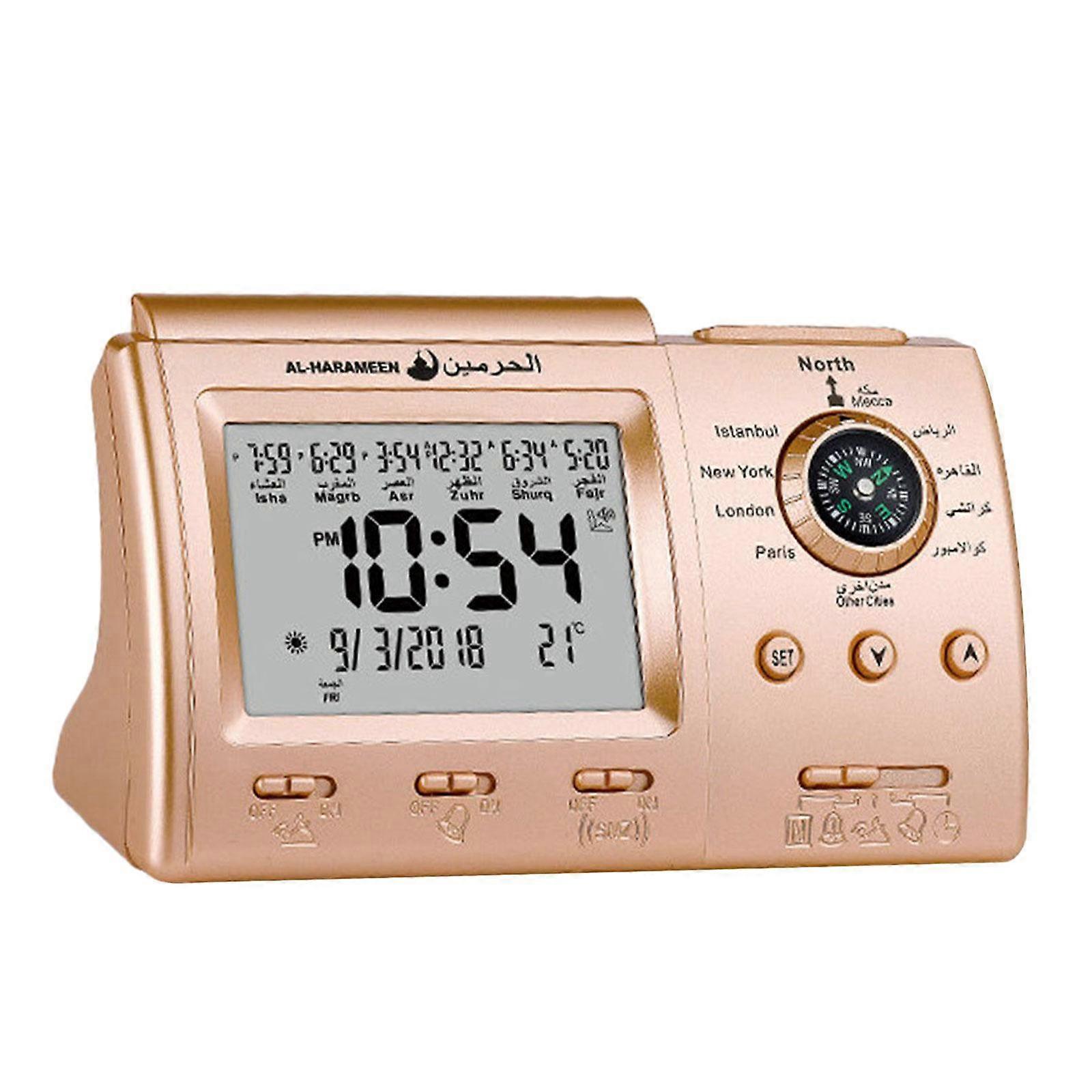 Azan Prayer Alarm Table Clock Battery Powered for Office Desktop Versatile