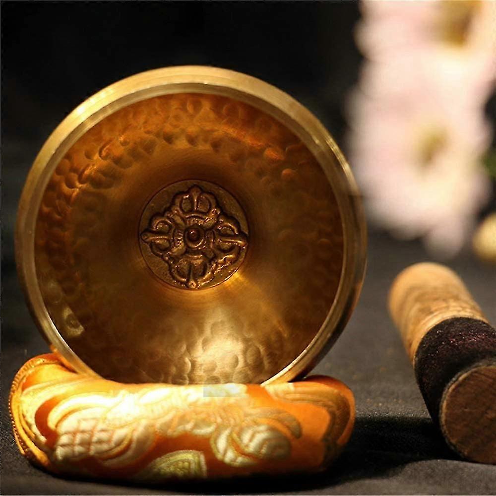 Full Moon Singing Bowl with Vajra Cross Symbol, Handmade in Nepal, for Healing