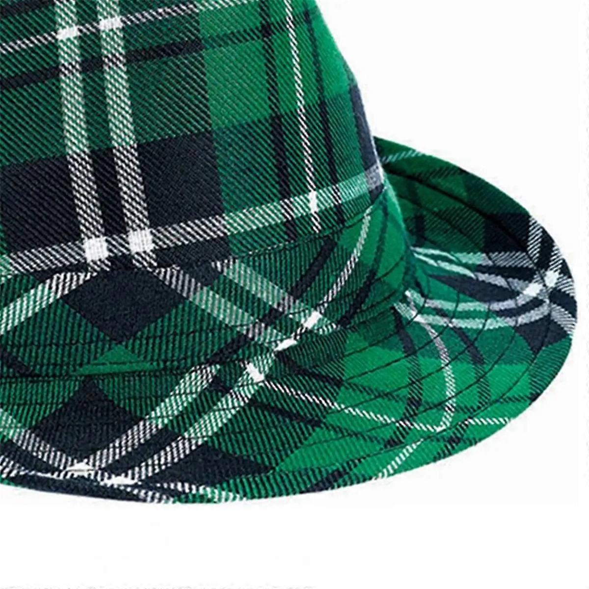 . 's Day Hat Contrast Color Create Atmosphere Plaids Green