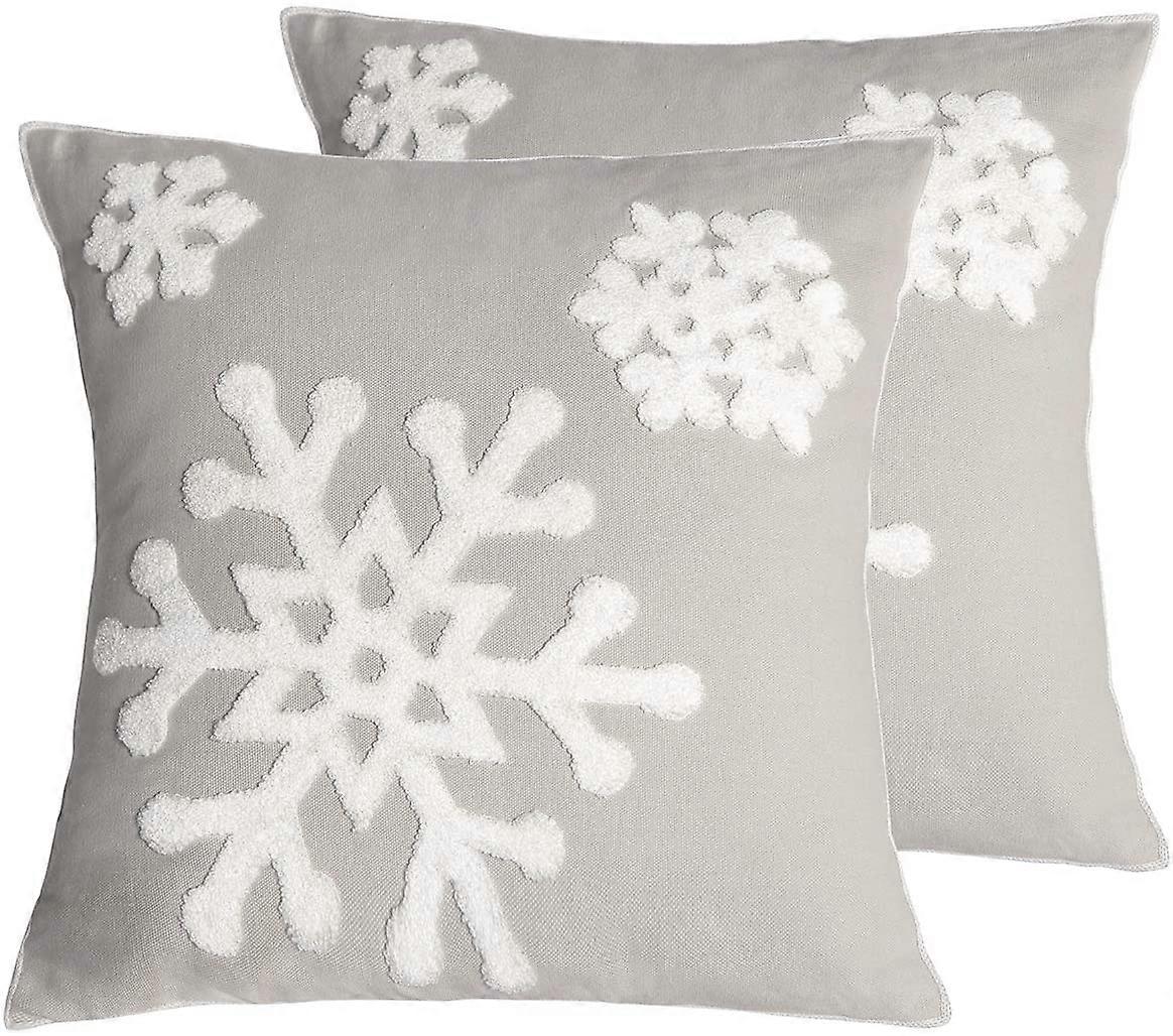 Embroidered Pillowcase Set of 2 for Home Sofa and Bed, 18 x 18 Inch Decorative Cushion Covers, Soft Fabric, Stylish Design
