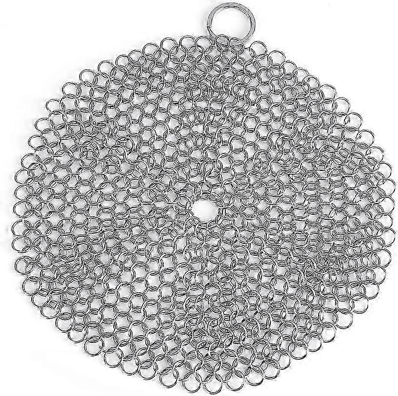 Rust-Resistant 316 Stainless Steel Chain Net Scrubber for Cast Iron Cleaner with Integral Hanging Ring