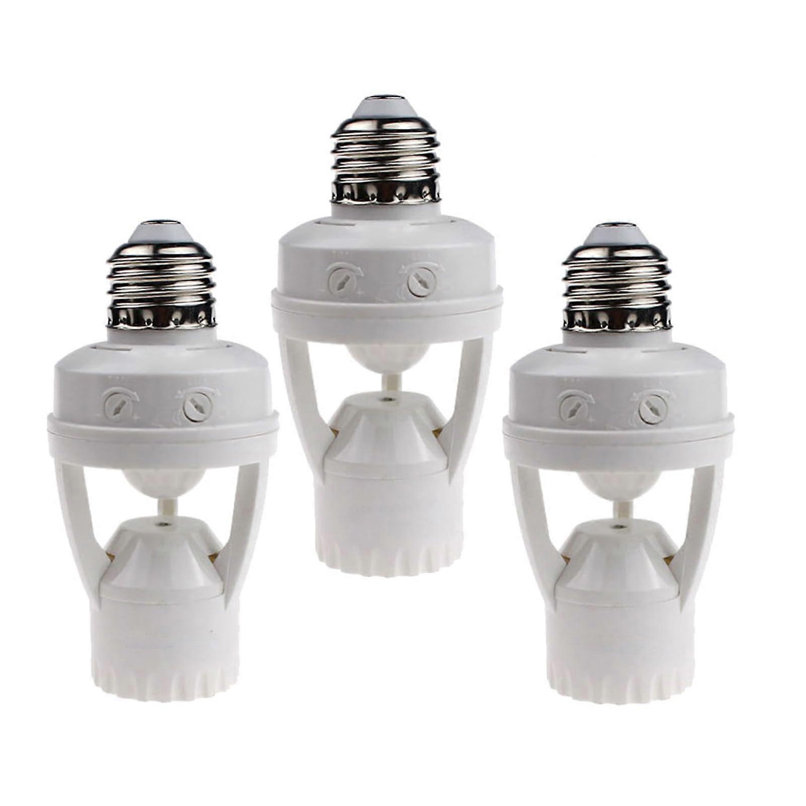 3pcs Motion Sensor Light Sockets, E26/E27 Screw in Motion Sensor Sockets for Existing Lights, Dusk and Dawn Auto Lights