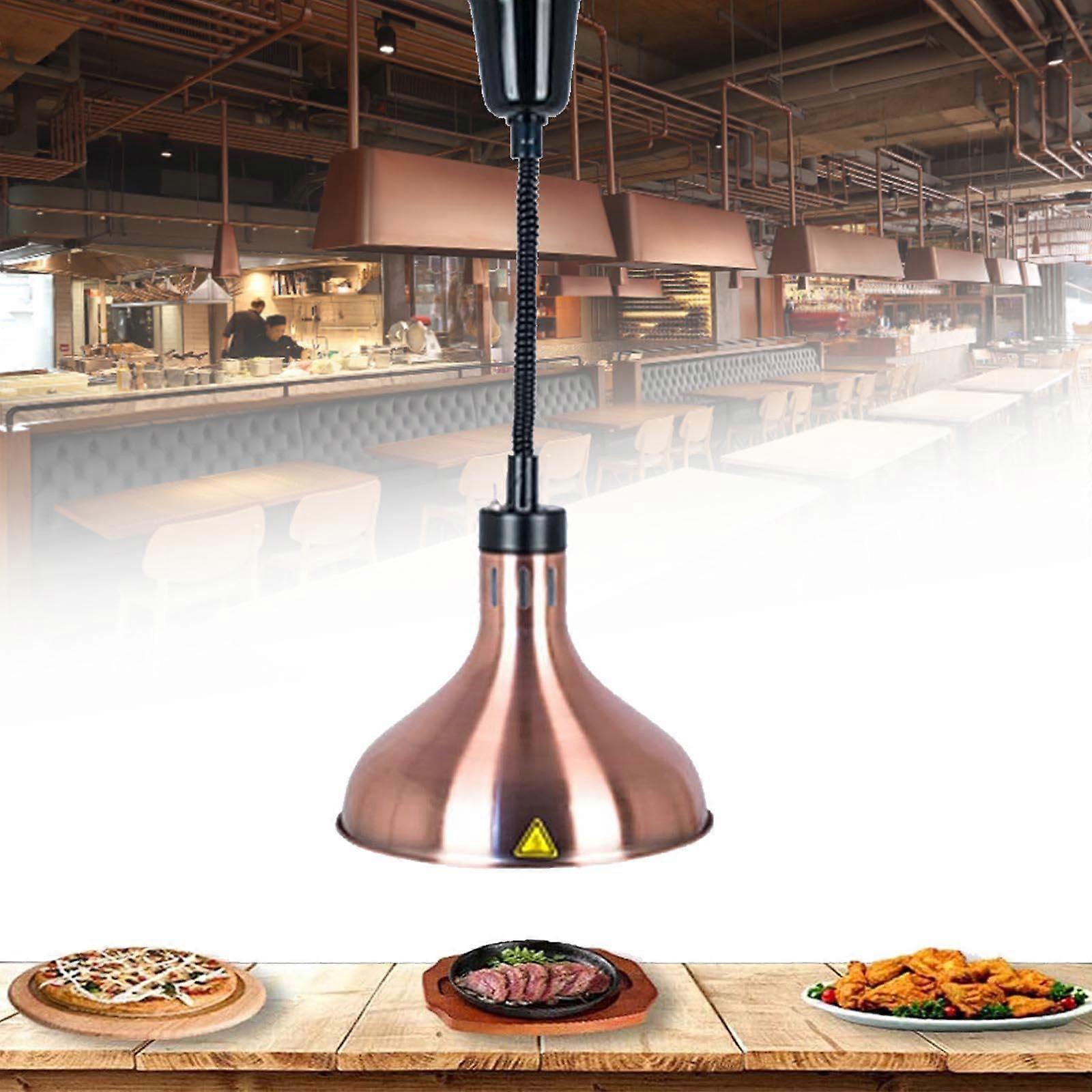 Hanging Food Heat Lamp, Commercial Food Warmer Lights Telescopic Heating Lamps (Dia.29cm,Adjustable Height.60180cm),Copper