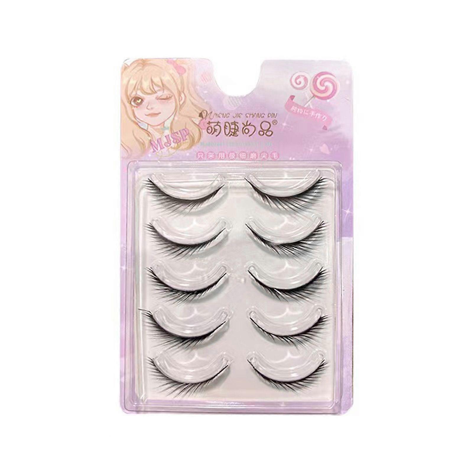 5 Pairs False Eyelashes Pack Soft Sharpened Tips Natural Look Lashes for Cosplay Party Makeup