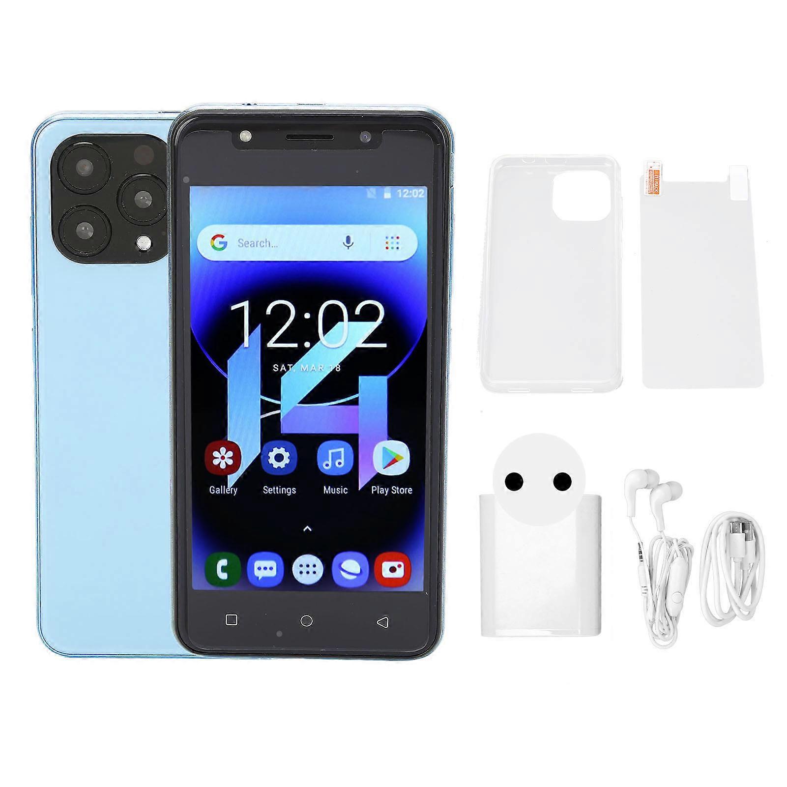 I14 Pro Max 5.0 Inch Smartphone 3G Network 4GB RAM 32GB for Android 10 Cell Phone Blue