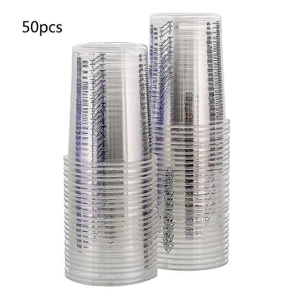 50 adet Tek Kullanımlık Şeffaf Dereceli Plastik Karıştırma Bardakları Boya için Uv Reçine Epoksi 20 Oz 600ml Ölçüm Oranları 2-1 3-1 4-1