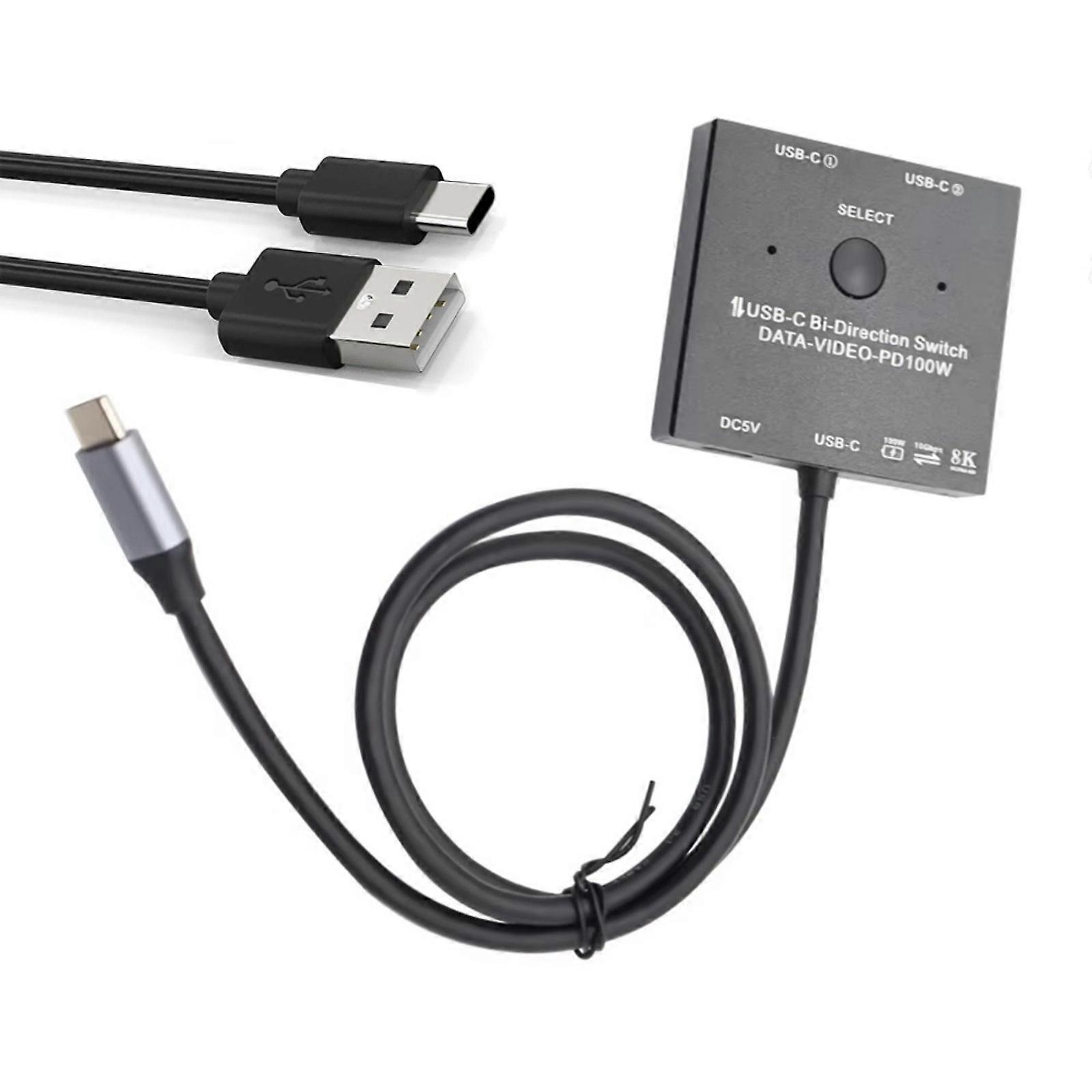 Switcher bidirezionale di tipo C Switcher KVM USB C 2 In1 Out/ 2in1Out Supporta video 8K@30Hz 10Gbps di dati PD100W Potenza
