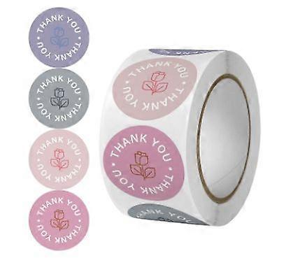 1 Roll Rose Thank You Self-Adhesive Labels for Wrapping Boxes Easy to Peel and Stick Flower Labels Stickers for Sealing Presents and Expressing Gratit
