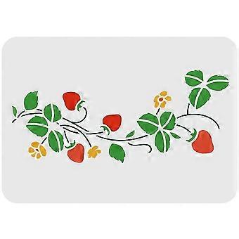 1pc Strawberry Border Stencil Reusable Strawberry Vines Drawing Stencil Strawberry Flower Stencil Garden Botanical Stencils