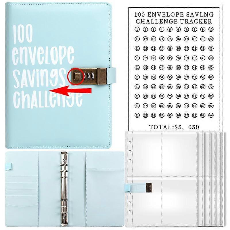 100 Envelopes Money Saving Challenge,Savings Binder Way To Save 5,050,Budget Book With Cash Envelopes,Budget Planner With Cash Envelopes (Blue)