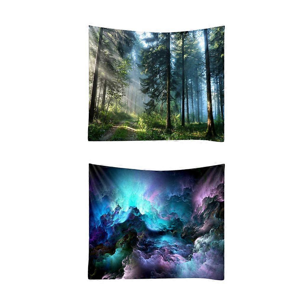 Set of 2 200x150cm Fantastic Pattern Wall Hanging Tapestry for Dorm Durable