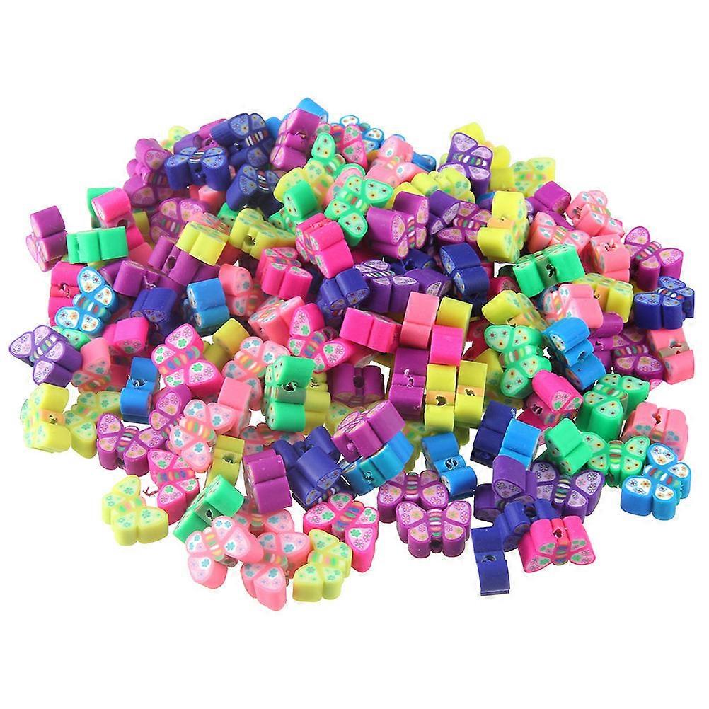 Butterfly Shaped Polymer Clay Beads Mixed Colors DIY Jewelry Craft Supplies Safe for Classroom Use Approximate Count Per Bag
