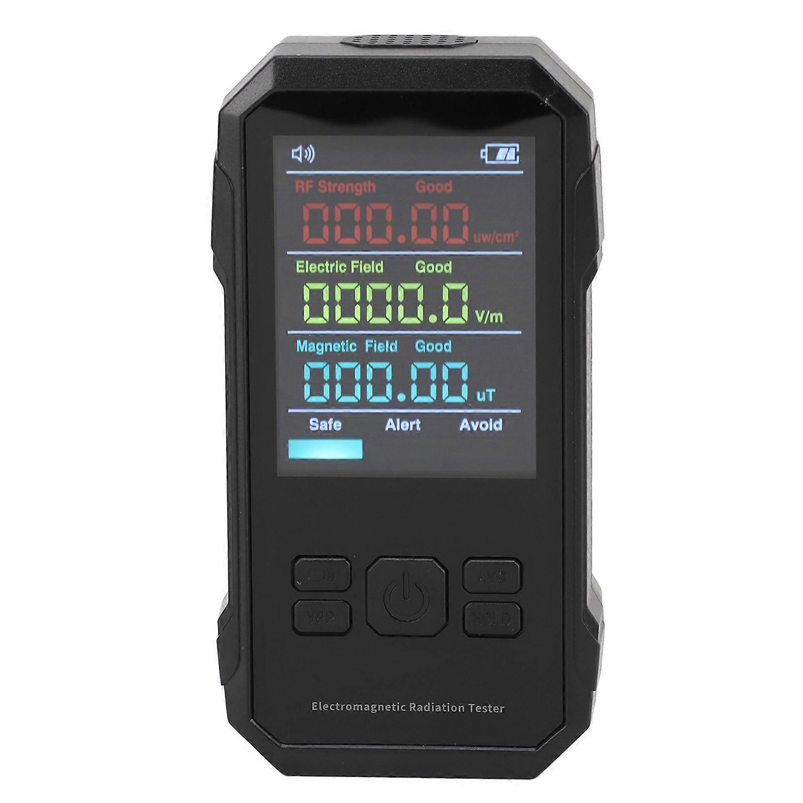 BuyWeek EMF Meter, 3 in 1 Electromagnetic Field Radiation Detector Electric Magnetic Field Intensity Tester with Sound Alarm Function Black