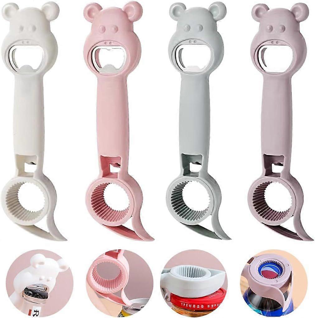 Pack 4 in 1 Bottle Opener Multifunction Manual Bear Jar Opener Bottle Opener Can Opener Jar Opener Beer Bottle Opener Bottle Opener for Beer Cans