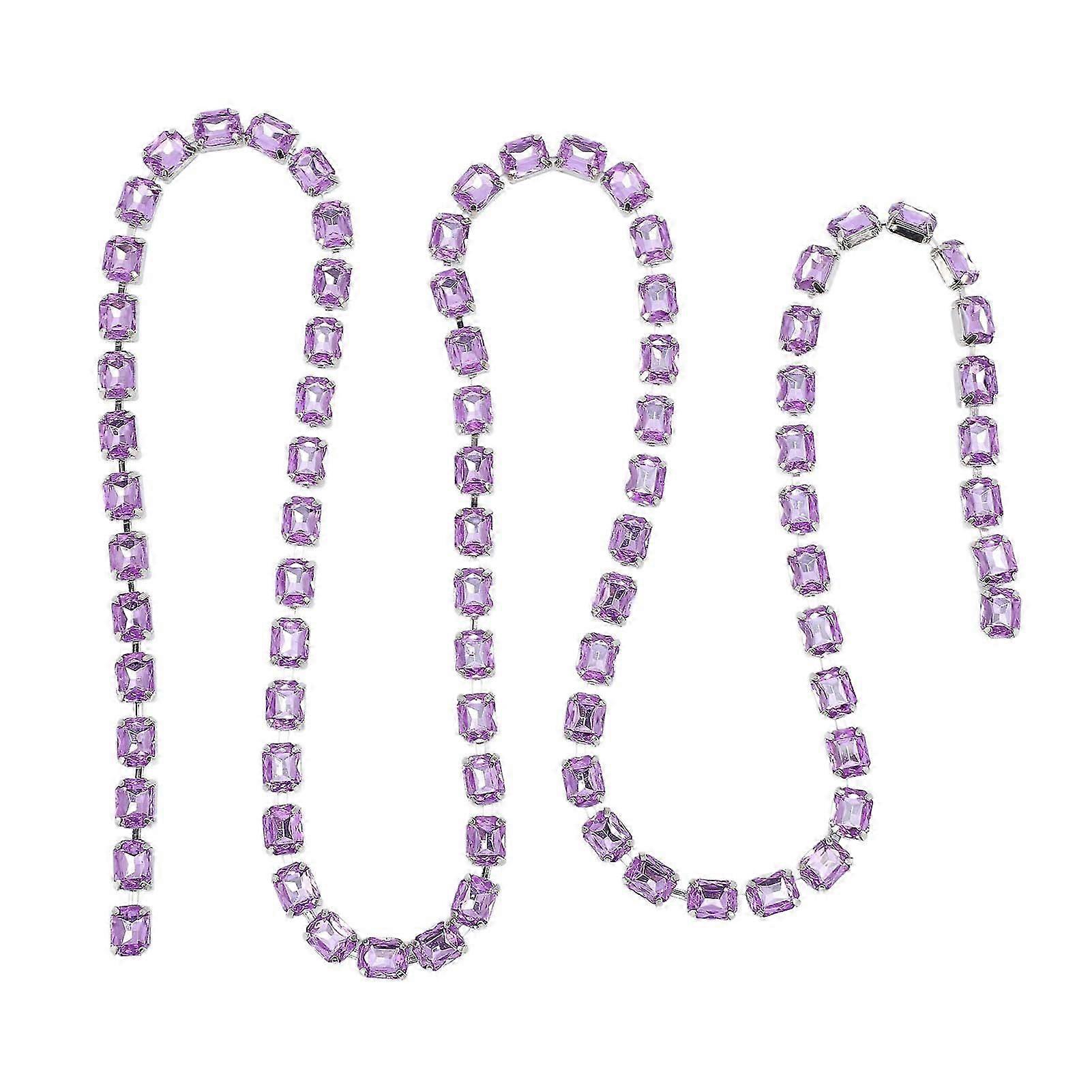 حجر الراين تقليم سلسلة 8x10mm ضوء الأرجواني مستطيل ديكور الاكريليك سلسلة لامعة للملابس الأحذية والمجوهرات الحرف 1 متر