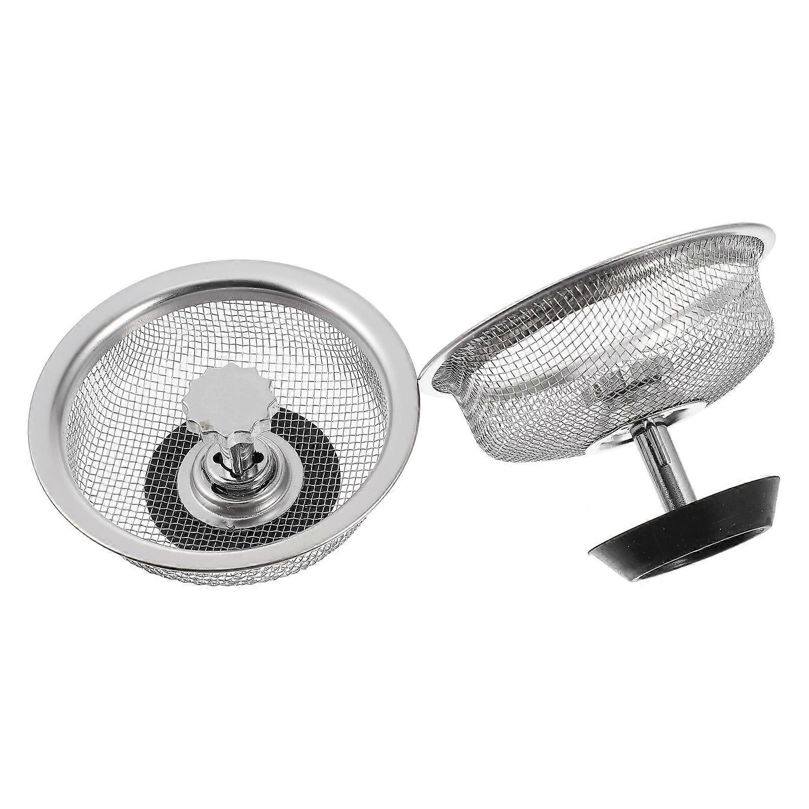 2pcs Stainless Steel Sink Strainer Kitchen Stopper Mesh Drain Filter