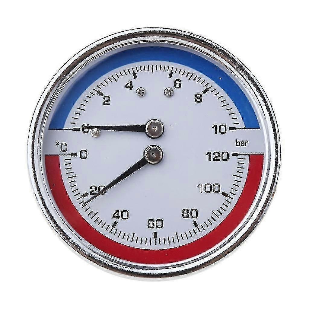 Thermo-manometer Boiler Temperature & Pressure Gauge 0-120 0-10 Bar Fitting
