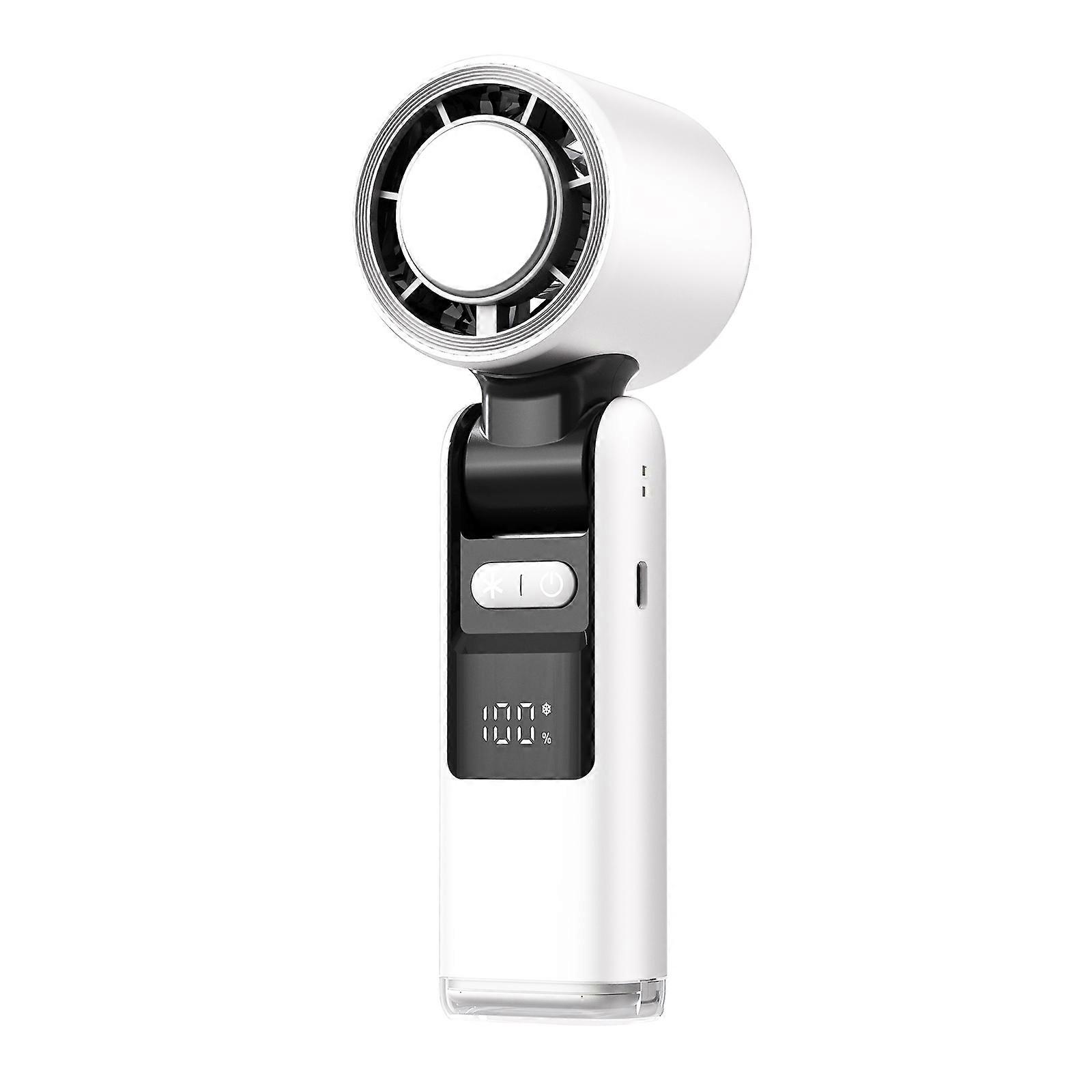 Portable Handheld High Speed Cooling Fan 100 Speed Adjustable Mini Cooling Fan Rechargeable Folding Fan for Camping Silver white