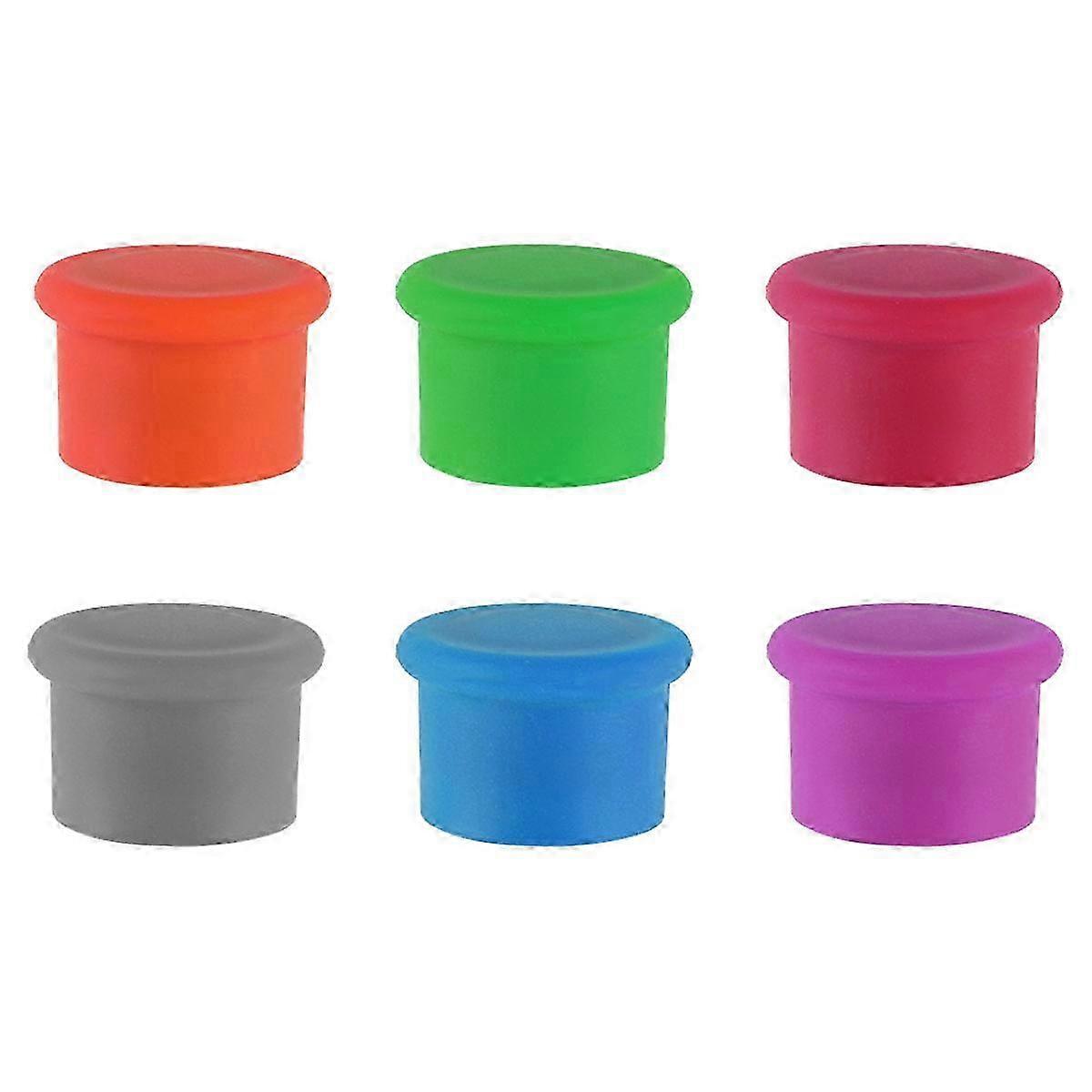 再利用可能なシリコンワインストッパー - 6パックアソートカラー - ビール&ワインボトルカバー
