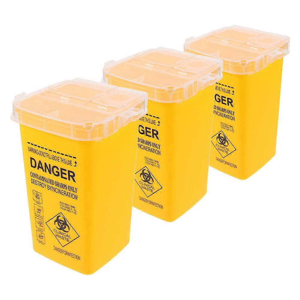 3pcs Yellow Disposal Containers, Lightweight with Flip Lid, Safe & Secure for Clinics, Labs, Shops & Home Use