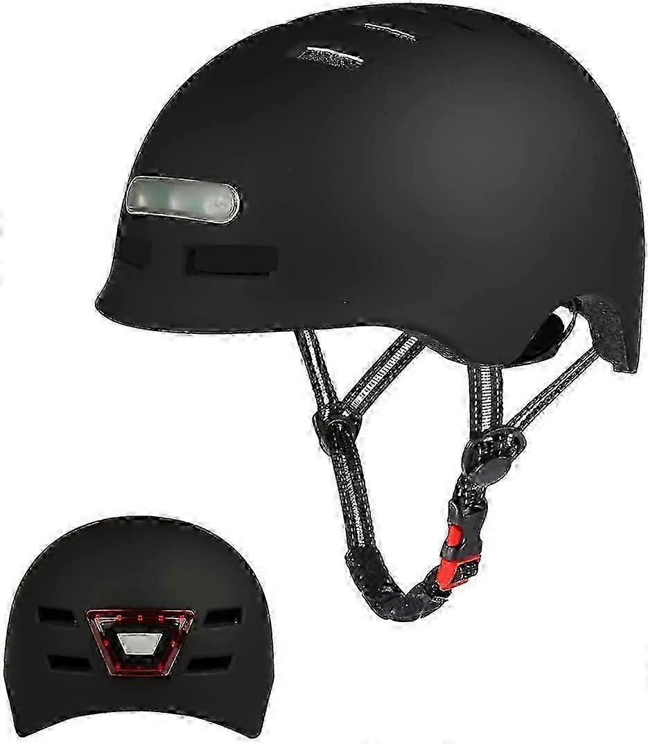 Adult Bike Helmet With Integrated Led Front And Rear Light, Smart And Safe Bling Helmet With 4 Mode Alert Lights, Adjustable/breathable/usb Charging B