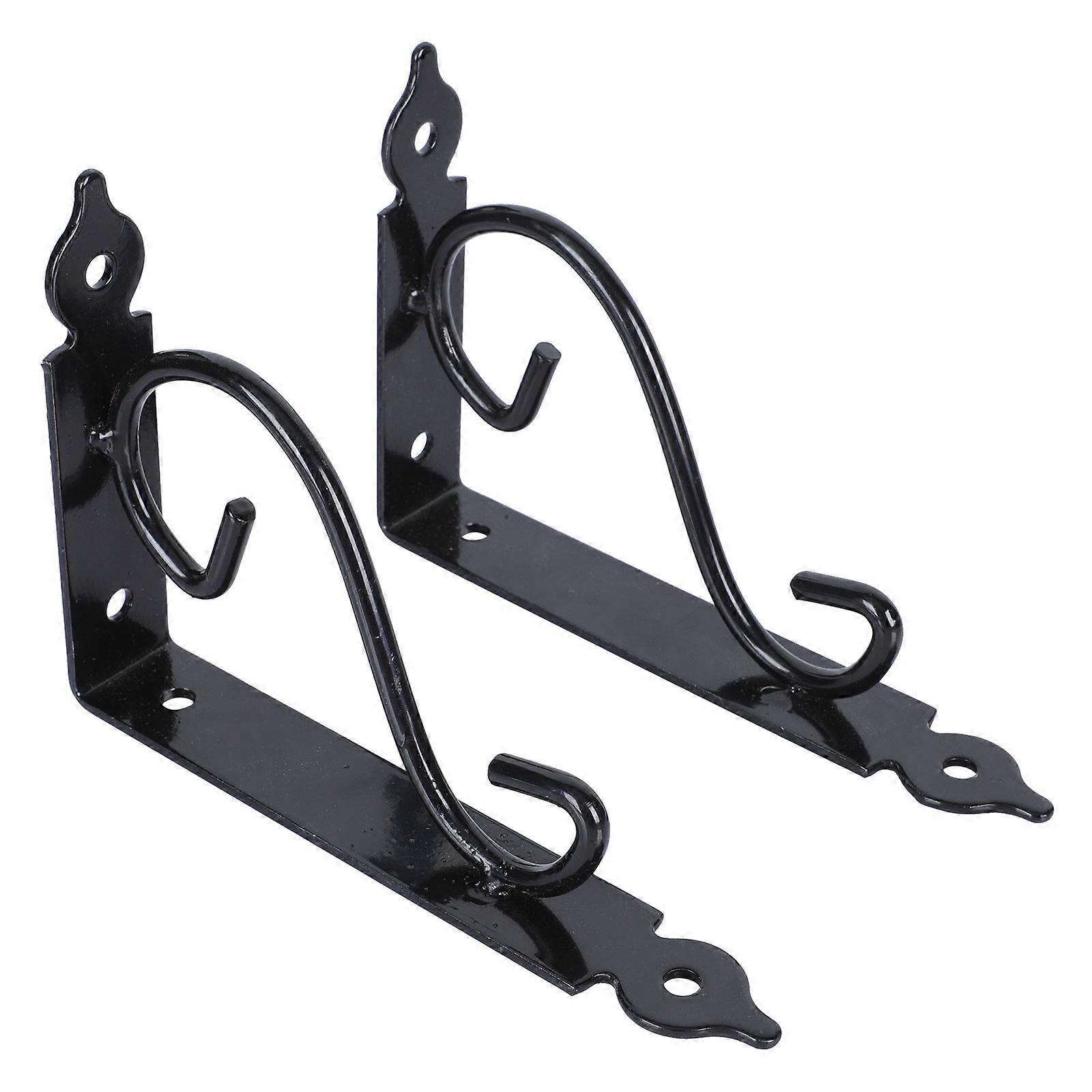 Black Iron Wall Shelf Support Brackets for Storage Use with Sturdy Rustic Design Fits Many Home Decor Styles
